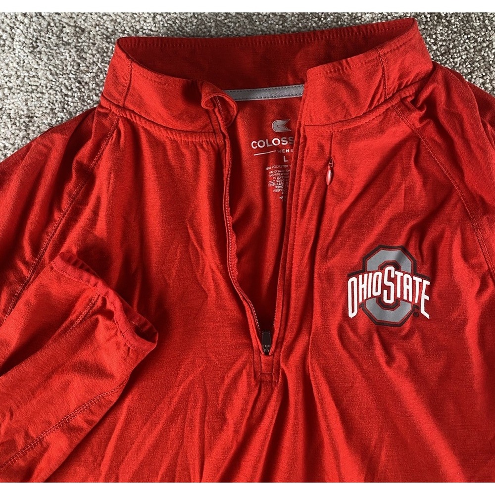 Colosseum Athletics Performance 1/4 Zip Jacket Ohio State Buckeyes Red Mens L